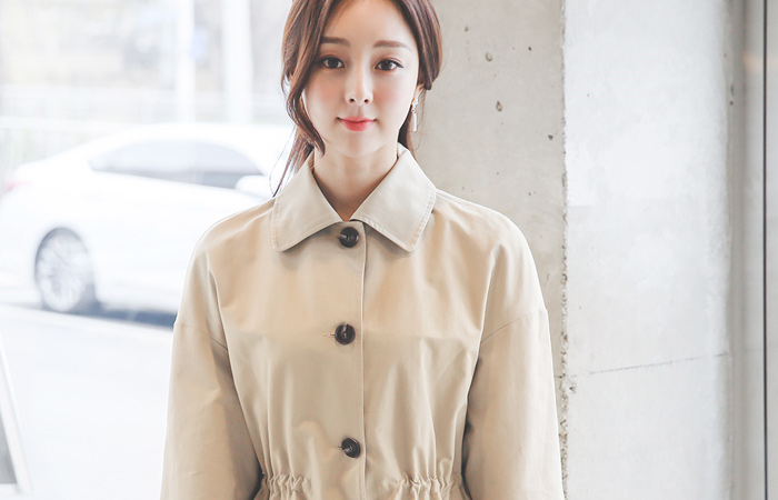 Single Button string Long Trench Coat