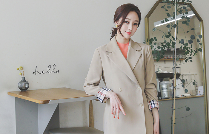 Classic Check Colored Eyelet Long Trench Coat