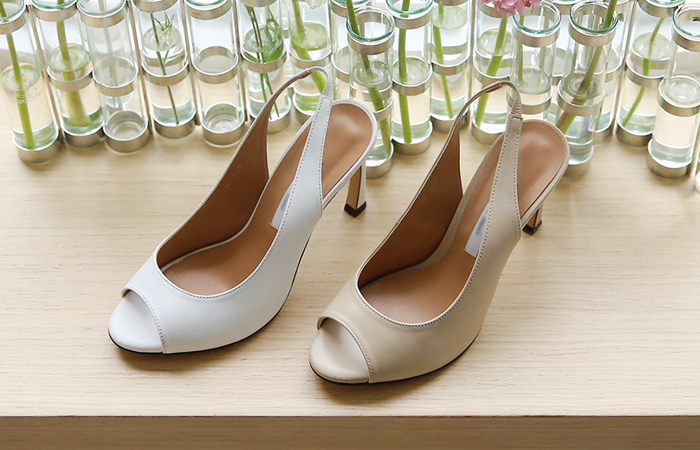 Cowhide Toe open key point Slingback Hill