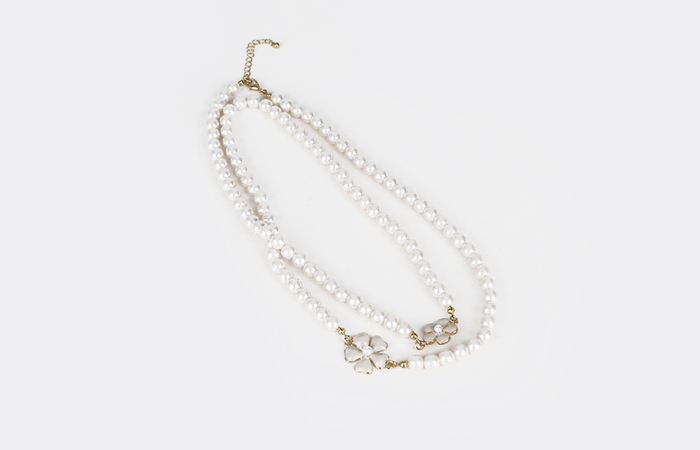 two-way Flower Long Pearl Necklace