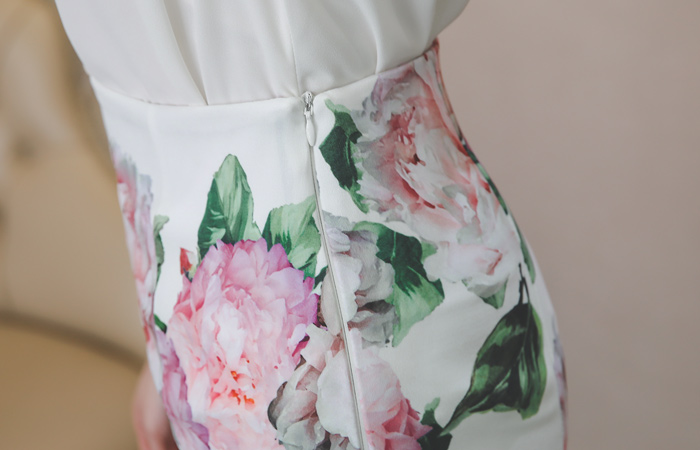 Rose Pattern Cutting Mermaid Skirt
