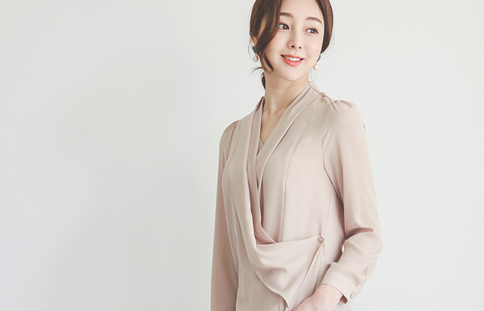 Modern Double V-neck Wrap Blouse