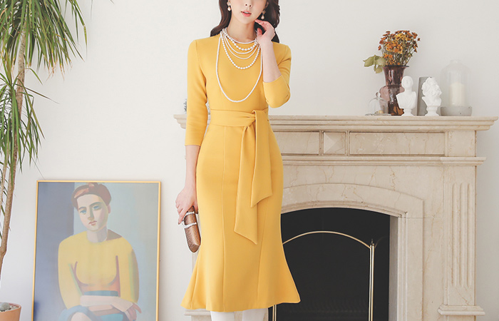 Candy Mermaid Cutting Line Span Dress