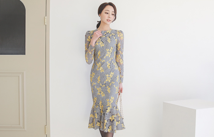 Maple Race Mermaid Long Dress