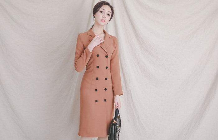 Modern Tailored Double-button Pintuck Dress