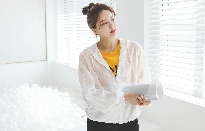 Wind Hood String Full-Zip Jumper