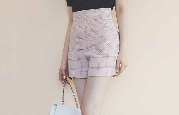 Windouwpane Check High-Waist Midi Slacks