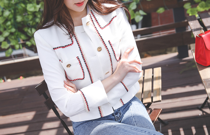 Braid Fringe Trimming Gold Button Jacket