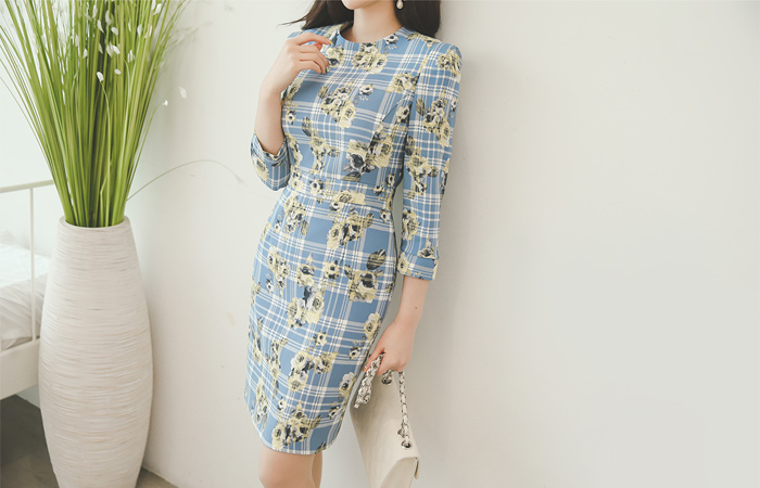 pastel Check Flower Dress