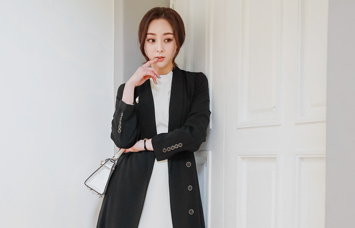 Shawl Collar Gold Belt Flared Long Coat