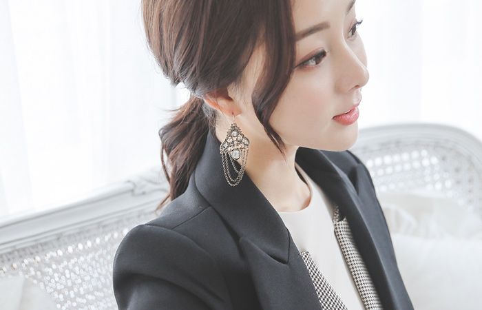 Silver Ring Button Tailored Slim Jacket