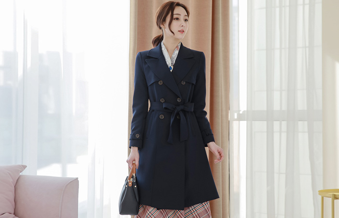 Inverted Double-button Buckle Trench Coat