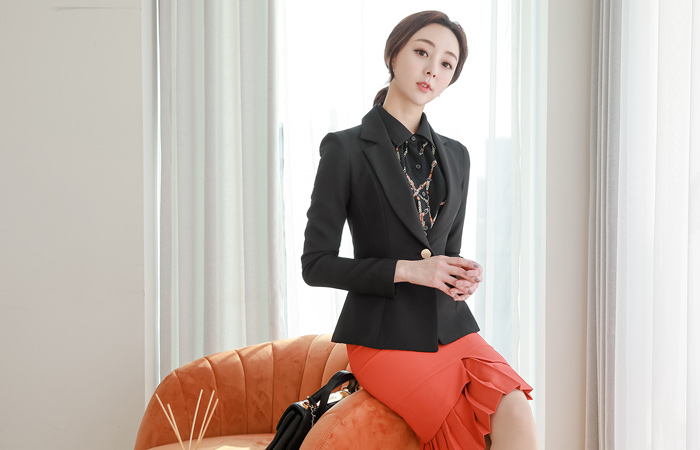 Bellied Gold Ring One-Button Slim Jacket