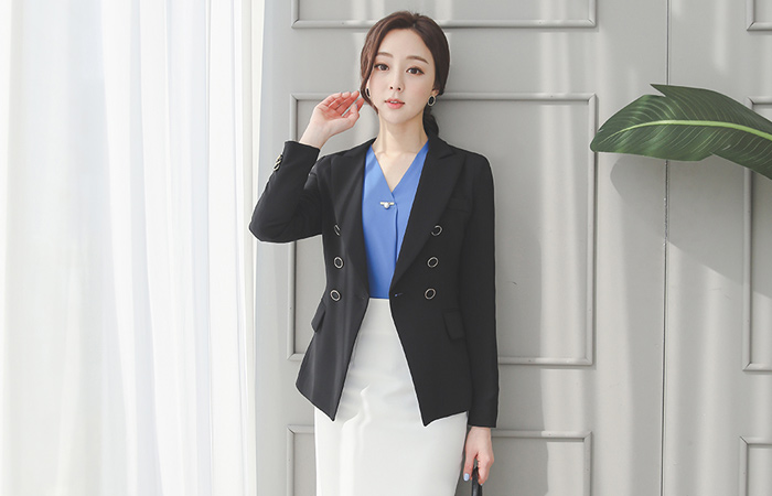 Gold-Ring Double-Button Peaked Jacket