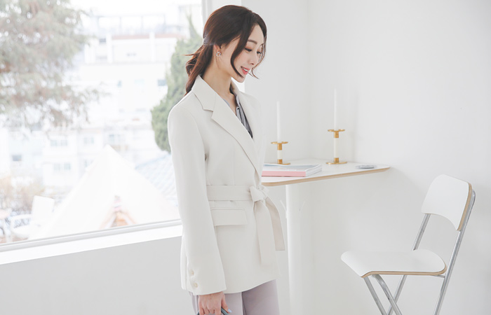 Urban Button Cuffs Belted Jacket