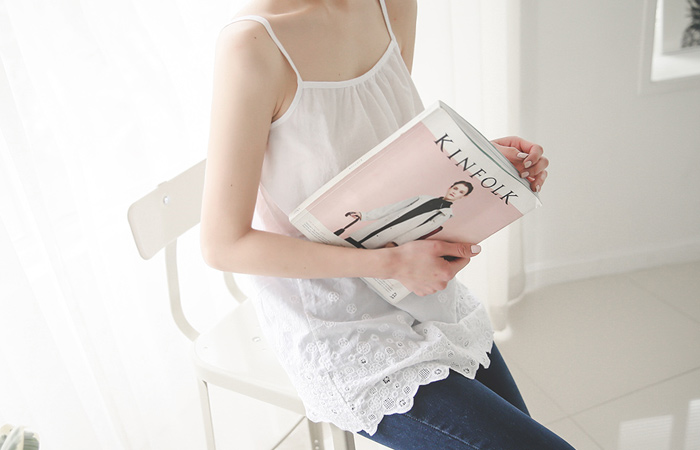 Eyelet embroidery sleeveless Blouse