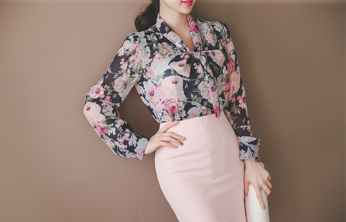 Romance Ribbon Tie Blouse