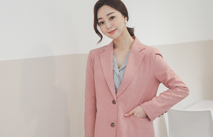 Basic Tailored Bound Pocket Linen Jacket