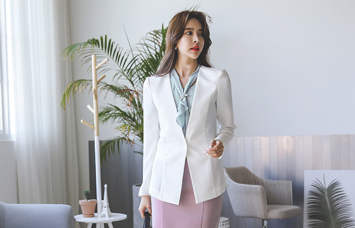 Cutting Slim Line No-collar Jacket