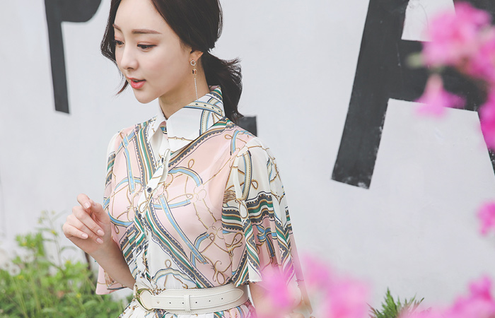 Dressy Wing Sleeves Chiffon Pleats Dress