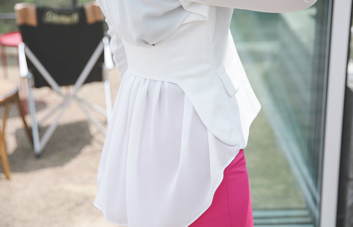 Linen Fabric See-through Back-Shirring Jacket