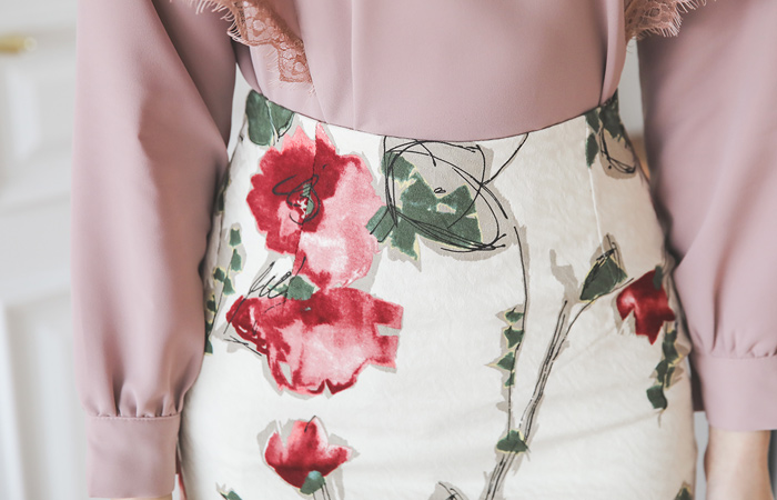 Croquis Jacquard Cotton Span Skirt