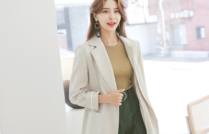 Modern Chic Belted Linen Blend Jacket