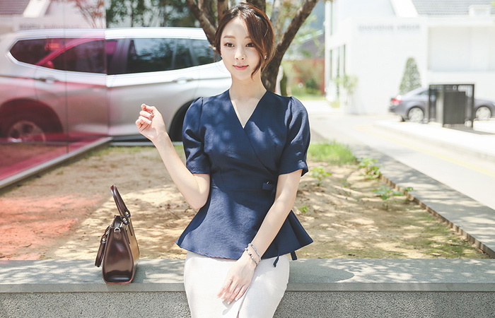 Puff Ring-Belt Wrap-Blouse&Jacket
