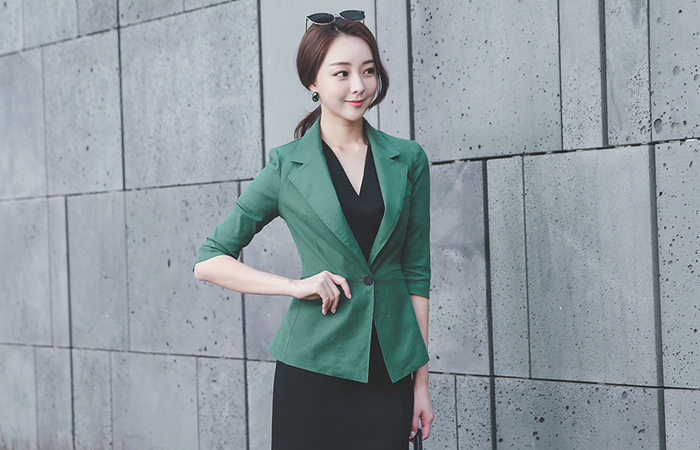 Slim linen span single Jacket