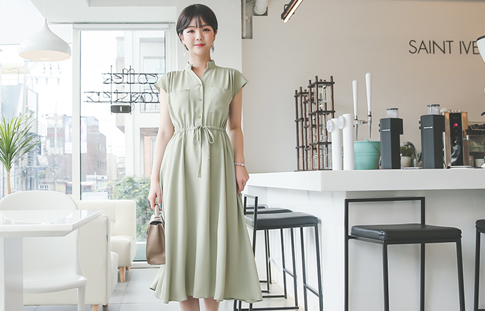 Yorkshire Ring Standing Neck Shirt Dress