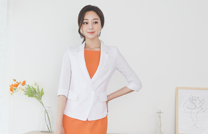 Linen Double-button Stitch Tailored Jacket