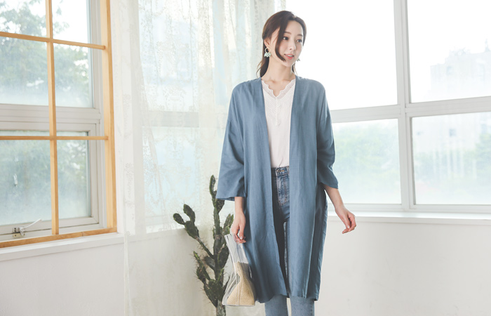 Summer Basic Linen Open Long Cardigan