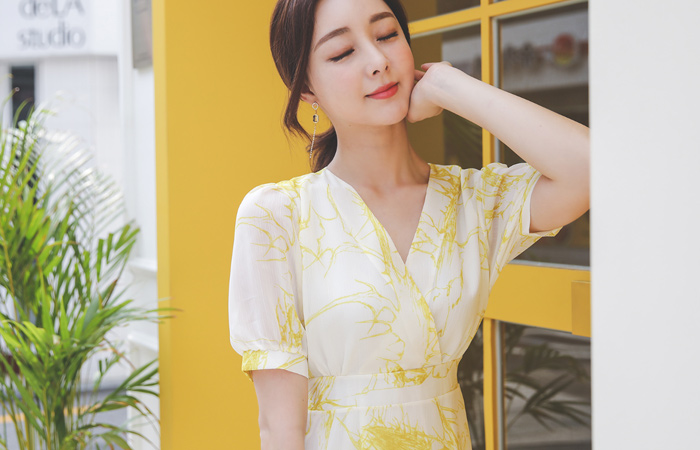 Mable Puff Chiffon Dress