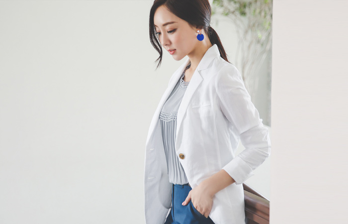 Linen Cutting-line Patch Tailored Jacket