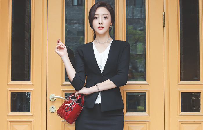 Minimal double No collar Jacket (sleeve 7)