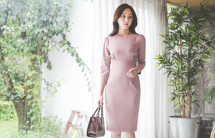 Grace Glam Shirring Slim Span Dress