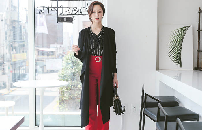 Shawl Collar Belted Open Jacket