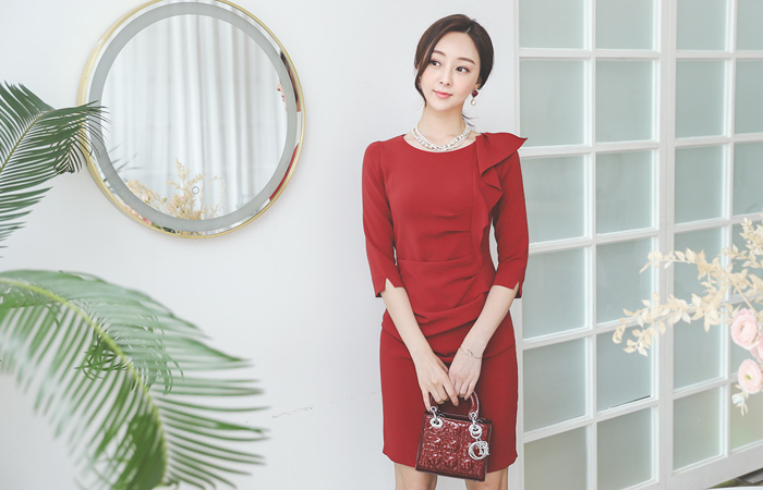 Ruffle Shirring Dress(fall)