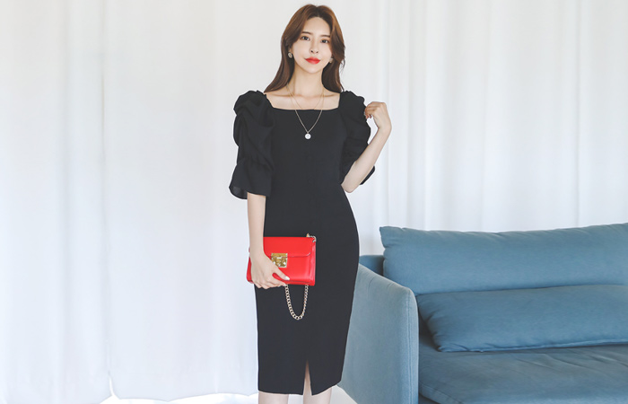 Dressy Shirring Puff Off Shoulder Dress