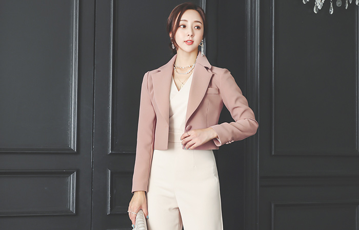 One-Button Tailored Crop Jacket