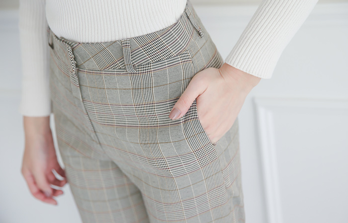 Spring Check Wide Slacks Pants