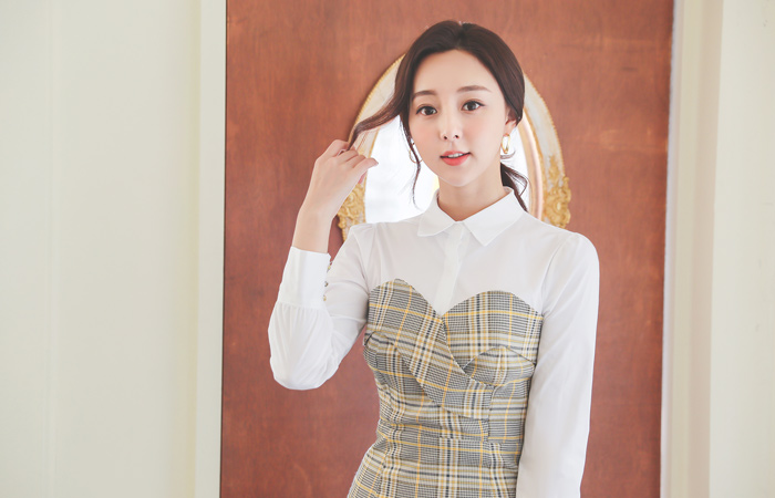 Shirt layered Glen Check Dress