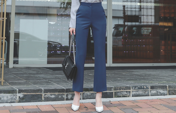 Formal High-Waist Semi- Boot-Cut Slacks
