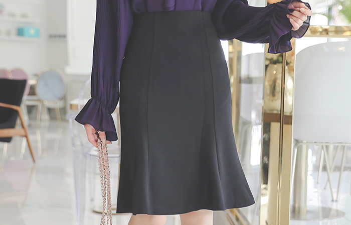 Gored Cutting A-line Span Skirt
