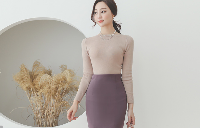 Soft Lip-Neck Line Boat Neck Knit(Long Sleeves)