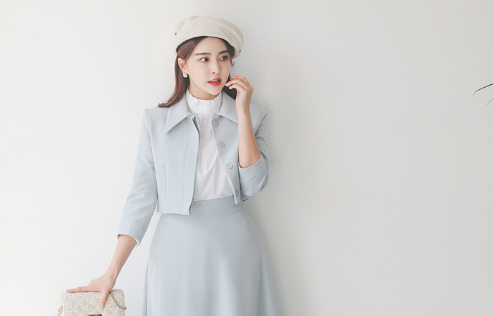 Lady Hidden Button Slim Span Shot Jacket
