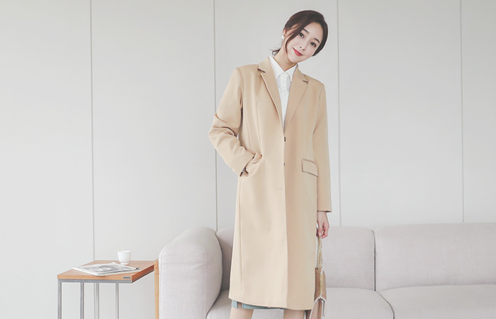 Basic Cutting-line Slim Fit Long Jacket