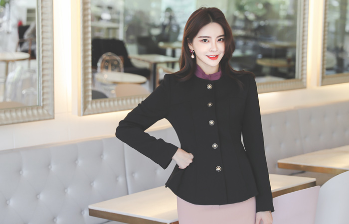 Gold Button Peplum Rounding JacketⅡ