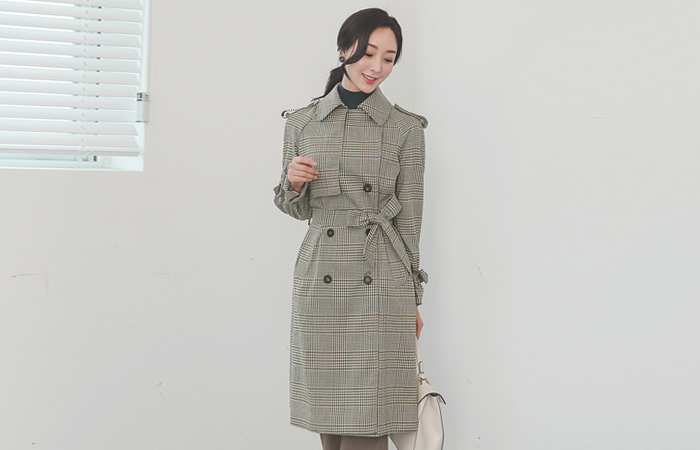 Classic Haund Check Trench Coat