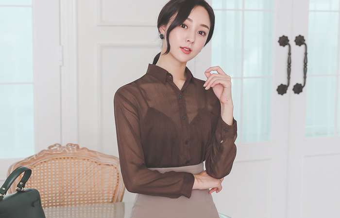 Mocha Stripe Patterns Blouse